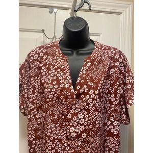 Maroon Top with White Flowers Size Large